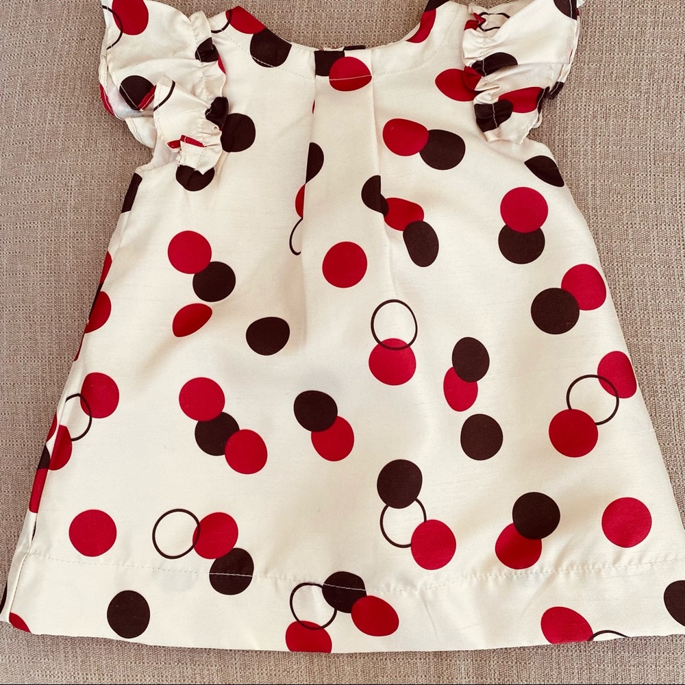 BabyGap Infant Red/Brown Polkadot Ruffled Cap Sleeve dress size 3-6 months